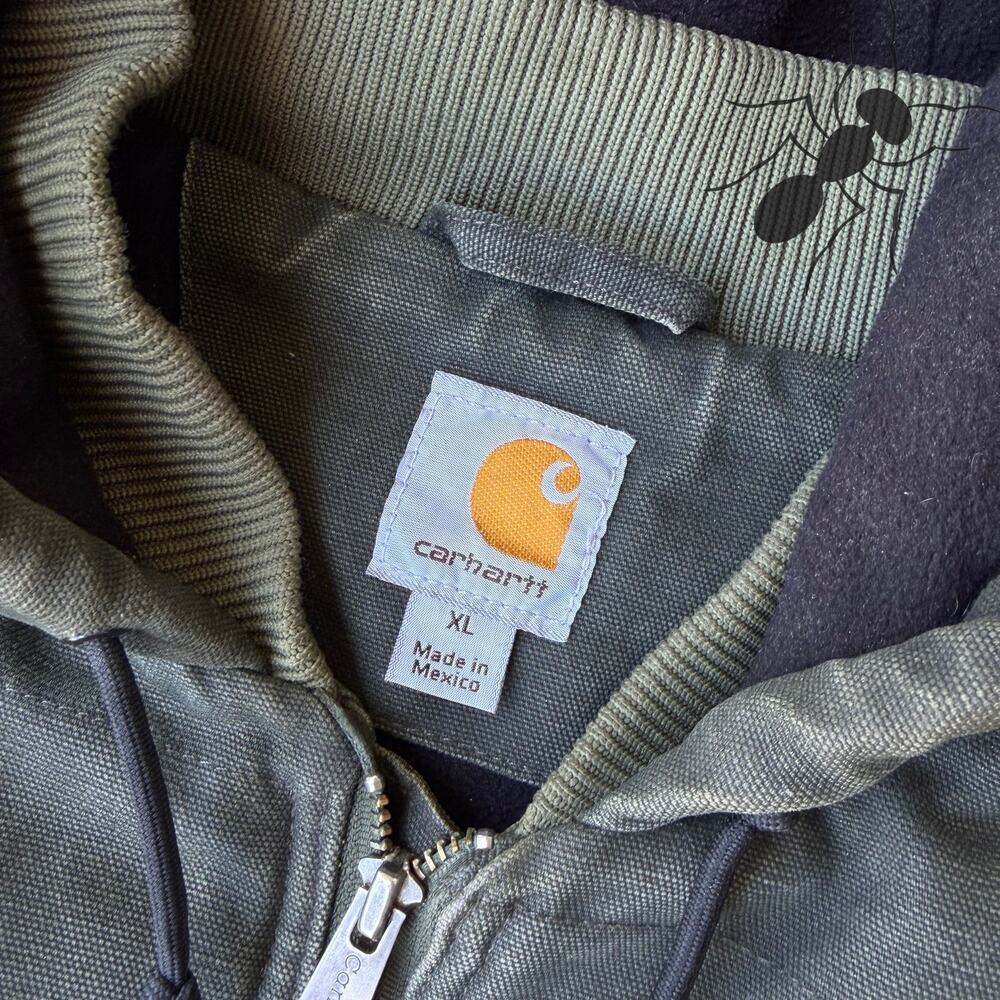 Carhartt green quilted hooded work wear jacket - Picture 9 of 9